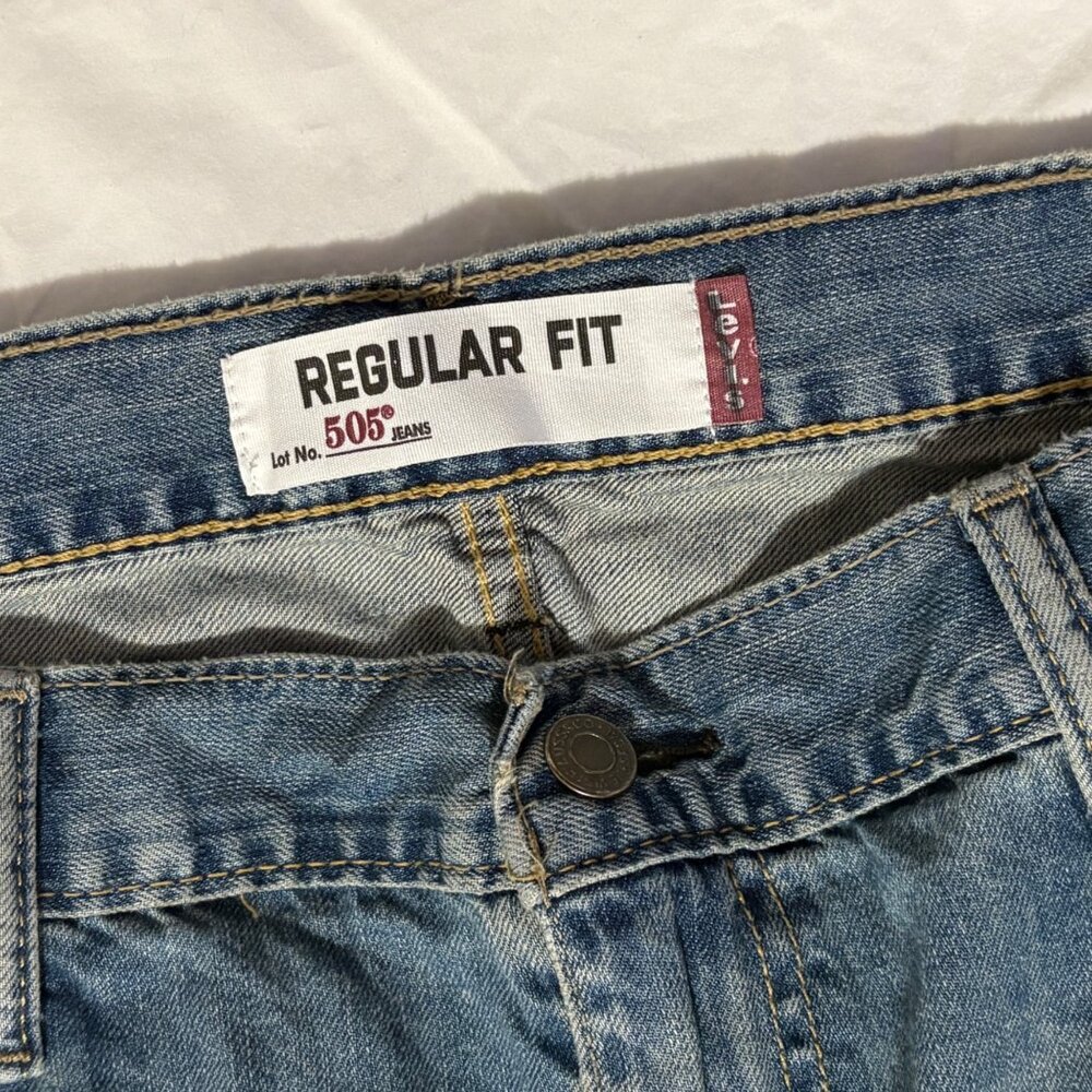 Levis 505 Regular Fit Mens Jeans W40 L32 Light Wash 100% Cotton Denim Straight L - Picture 8 of 11